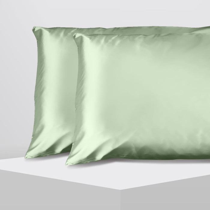 Luxury Satin Pillowcase Twin Pack Size With Gift Box - Sage