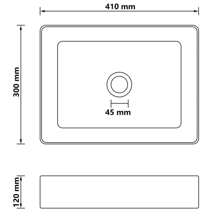 Luxury Wash Basin Matt White 41x30x12 Cm Ceramic Oaibax