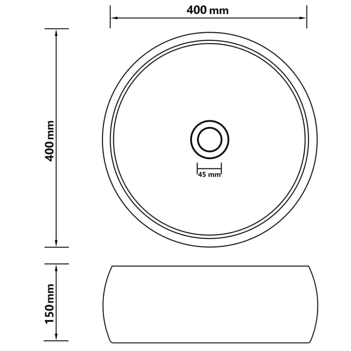 Luxury Wash Basin Round Matt Black 40x15 Cm Ceramic Oaibbn