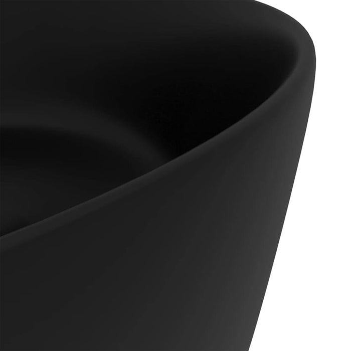 Luxury Wash Basin Round Matt Black 40x15 Cm Ceramic Oaibok