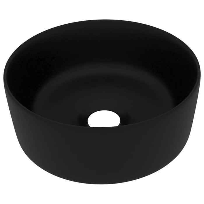 Luxury Wash Basin Round Matt Black 40x15 Cm Ceramic Oaibok