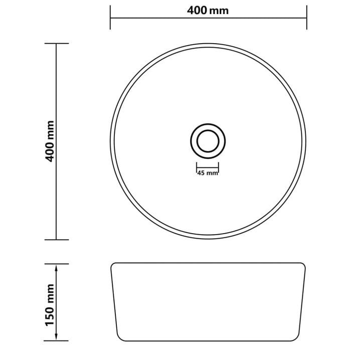 Luxury Wash Basin Round Matt Black 40x15 Cm Ceramic Oaibok