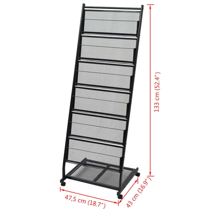 Magazine Rack 47.5x43x133 Cm Black A4 Tbobb