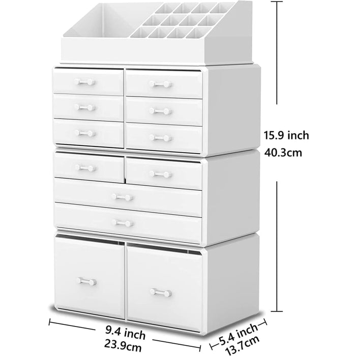 Makeup Cosmetic Organizer Storage With 12 Drawers Display