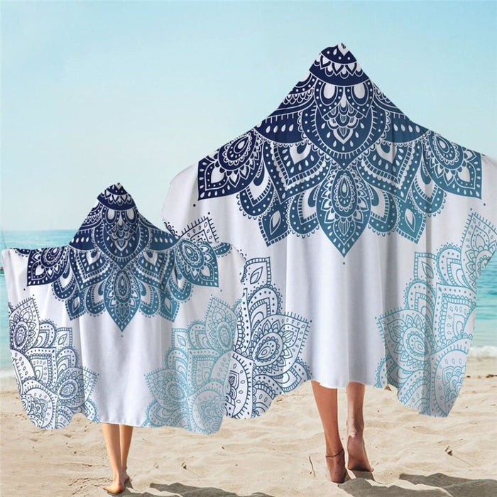 Mandala Hooded Towel For Adults Floral Lotus Microfiber Bath