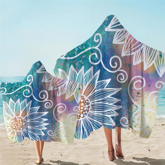 Mandala Hooded Towel For Adults Floral Lotus Microfiber Bath