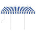 Manual Retractable Awning With Posts 3x2.5 m Blue And White