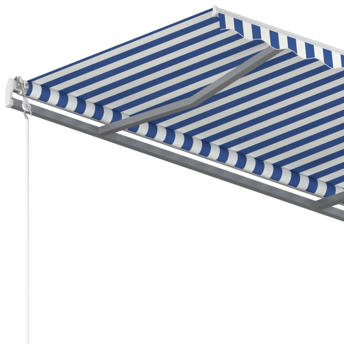 Manual Retractable Awning With Posts 3x2.5 m Blue And White