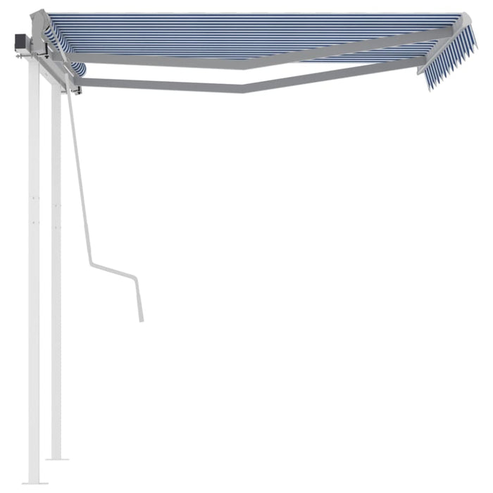 Manual Retractable Awning With Posts 3x2.5 m Blue And White