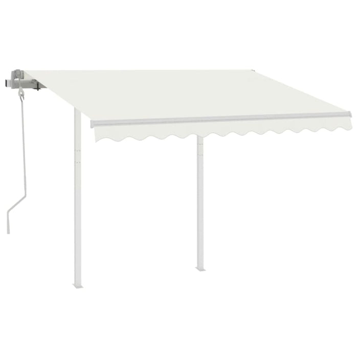 Manual Retractable Awning With Posts 3x2.5 m Cream Tblknki