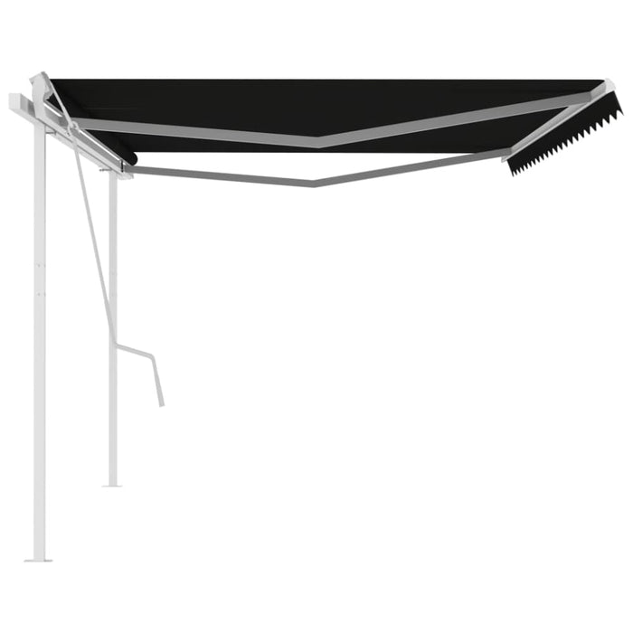 Manual Retractable Awning With Posts 5x3 m Anthracite