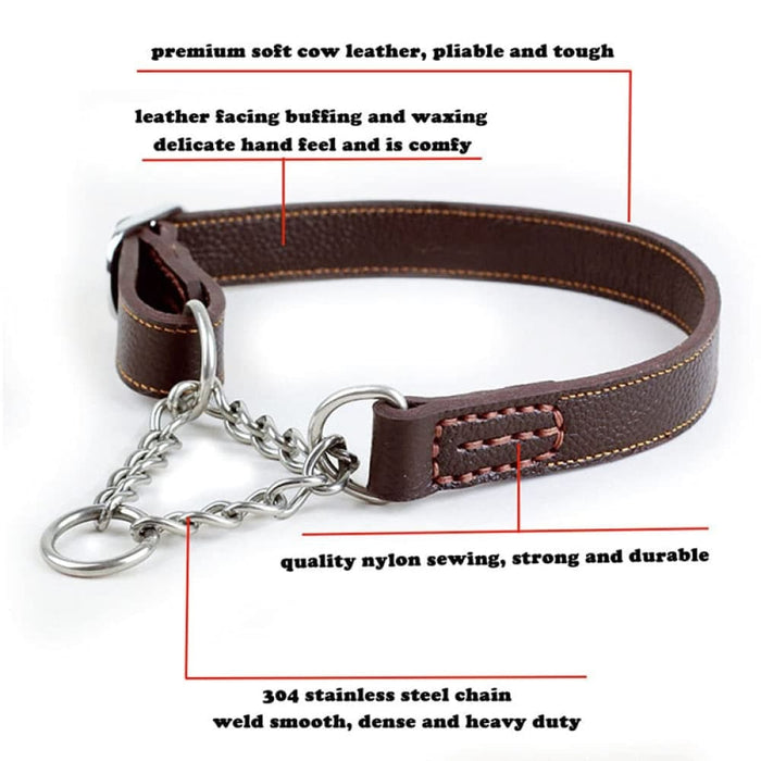 Martingale Leather No Pull Anti-escape Stainless Steel Pet