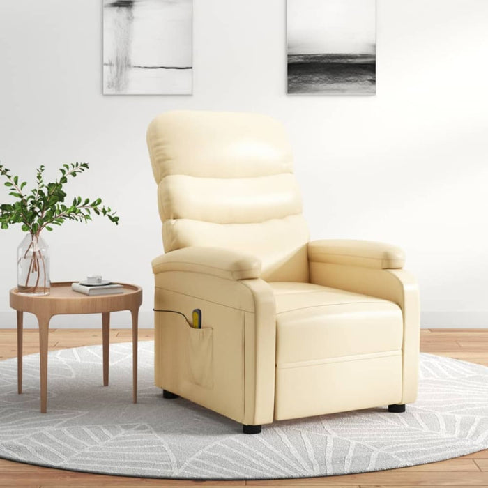 Massage Chair Cream Faux Leather Taxlka