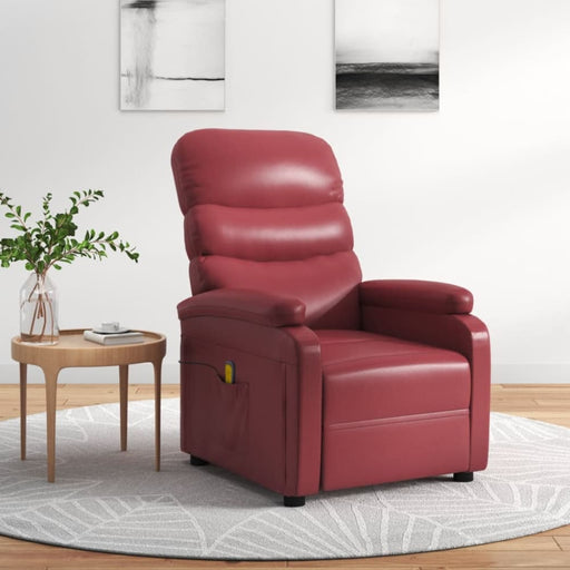 Massage Chair Wine Red Faux Leather Taxlki