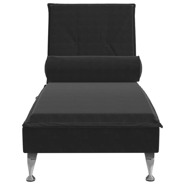 Massage Chaise Lounge With Bolster Black Velvet Tikapp