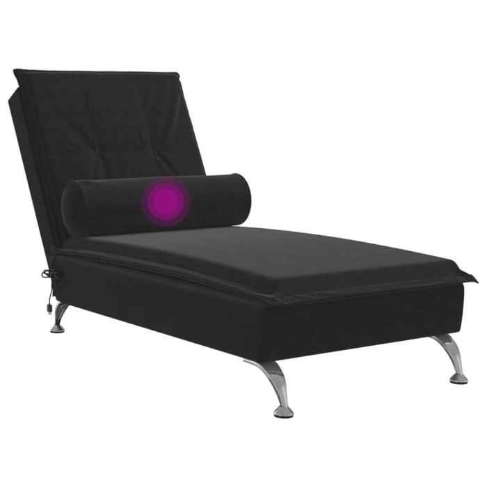 Massage Chaise Lounge With Bolster Black Velvet Tikapp