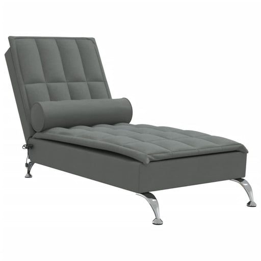 Massage Chaise Lounge With Bolster Dark Grey Fabric Tikaaa