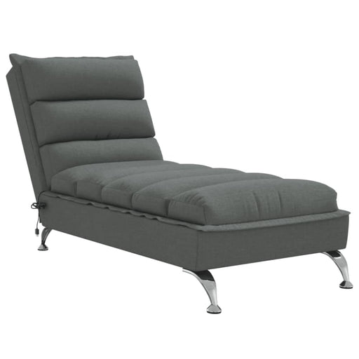 Massage Chaise Lounge With Cushions Dark Grey Fabric Tikail