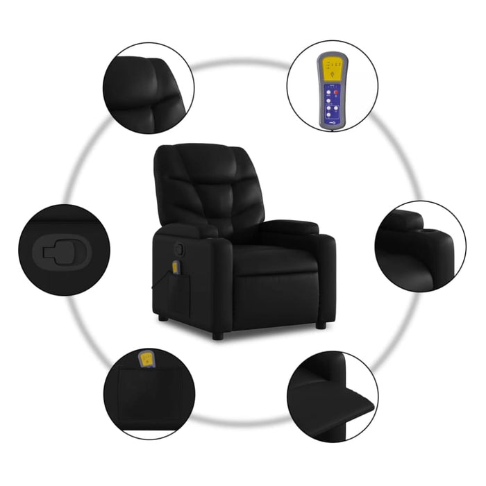 Massage Recliner Chair Black Faux Leather Txblbpx