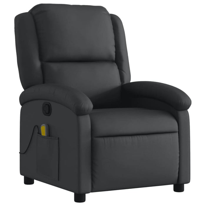 Massage Recliner Chair Black Real Leather Tioikt