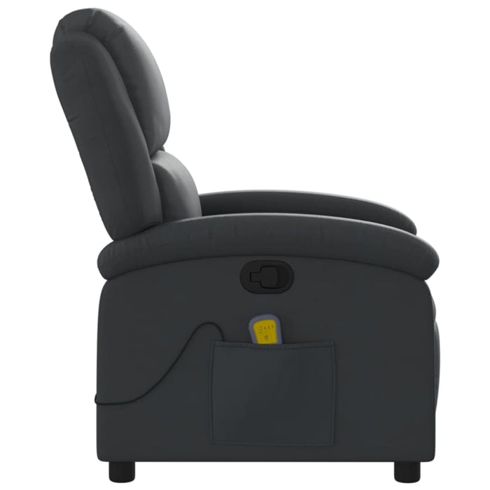 Massage Recliner Chair Black Real Leather Txbpkxa