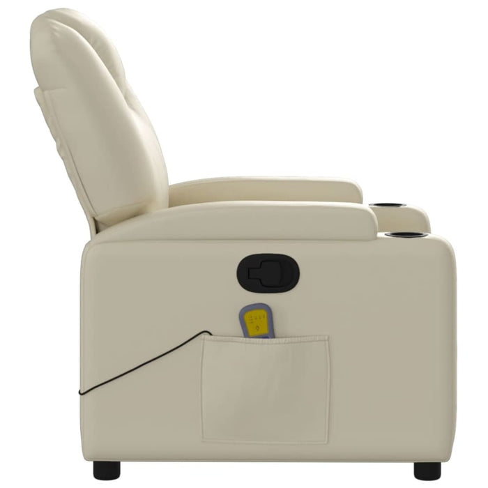 Massage Recliner Chair Cream Faux Leather Tixtki