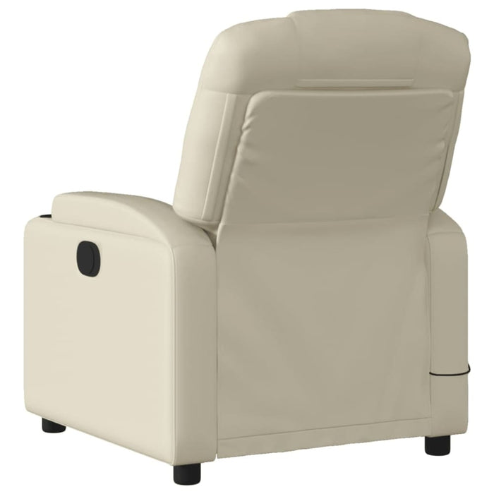 Massage Recliner Chair Cream Faux Leather Tixtki