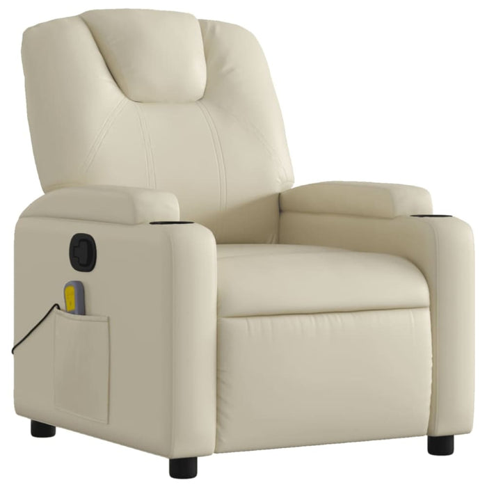 Massage Recliner Chair Cream Faux Leather Tixtki