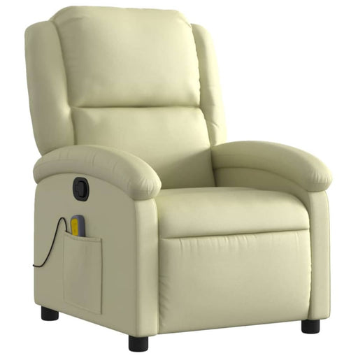 Massage Recliner Chair Cream Real Leather Txbpkxl