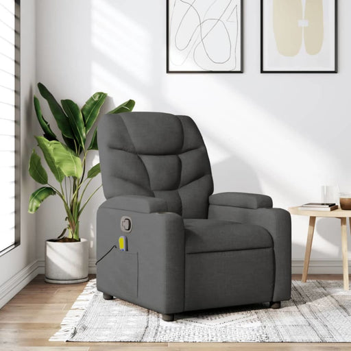 Massage Recliner Chair Dark Grey Fabric Tixapa