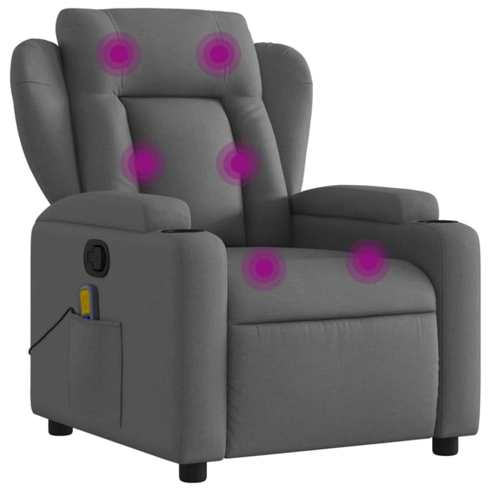 Massage Recliner Chair Dark Grey Fabric Txblbbo