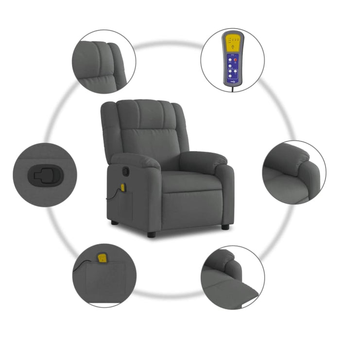 Massage Recliner Chair Dark Grey Fabric Txblxbl