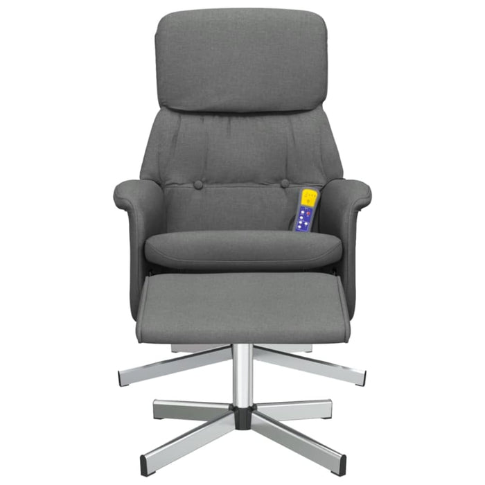 Massage Recliner Chair With Footstool Dark Grey Fabric