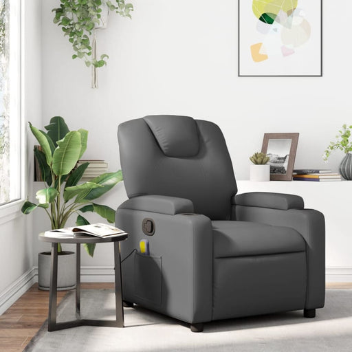 Massage Recliner Chair Grey Faux Leather Txbpkno