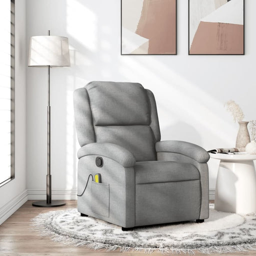 Massage Recliner Chair Light Grey Fabric Tioilt