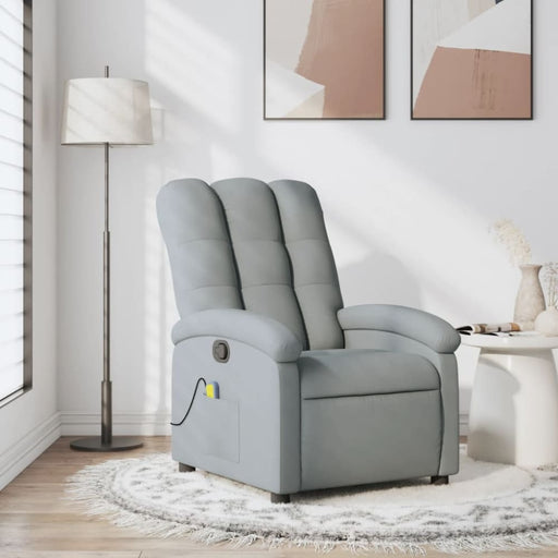 Massage Recliner Chair Light Grey Fabric Tioitk