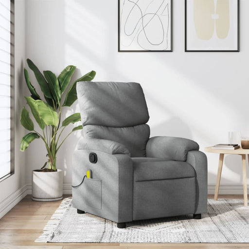 Massage Recliner Chair Light Grey Fabric Titaxx