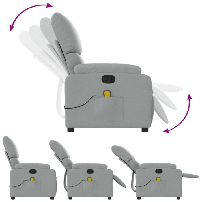 Massage Recliner Chair Light Grey Fabric Titaxx