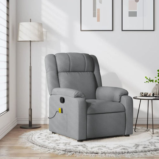 Massage Recliner Chair Light Grey Fabric Titpan