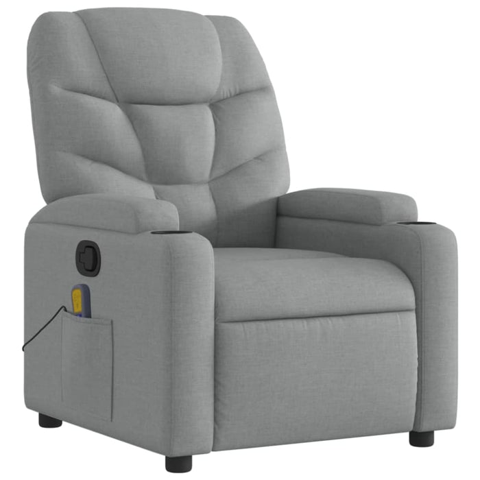 Massage Recliner Chair Light Grey Fabric Tixapt