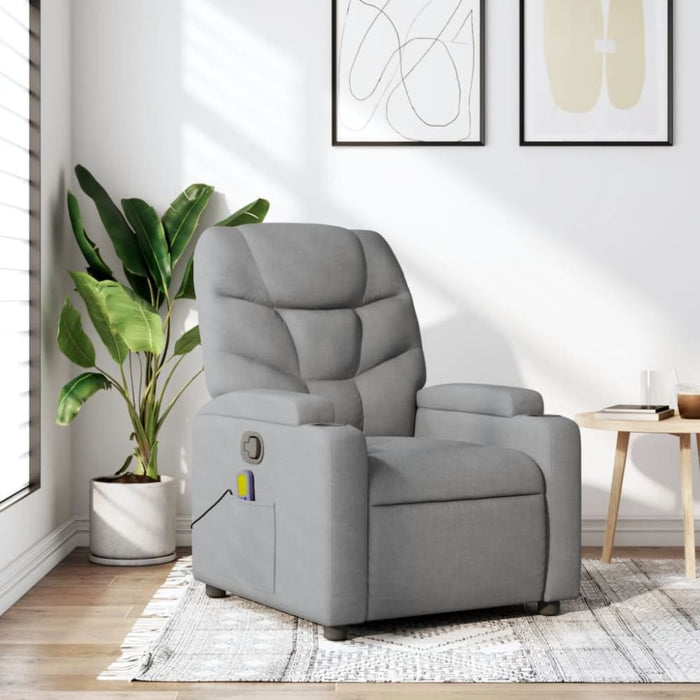 Massage Recliner Chair Light Grey Fabric Tixapt