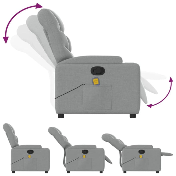 Massage Recliner Chair Light Grey Fabric Tixapt