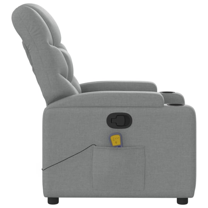 Massage Recliner Chair Light Grey Fabric Tixapt