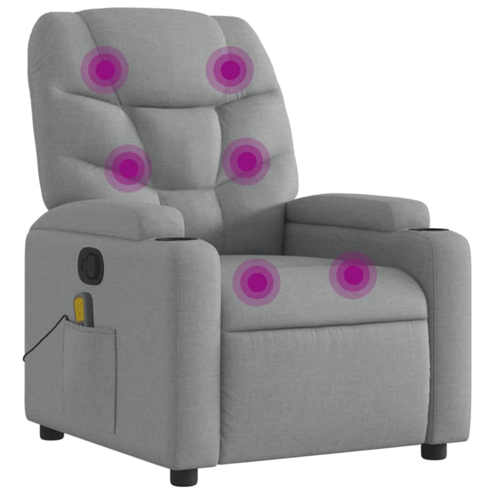 Massage Recliner Chair Light Grey Fabric Tixapt