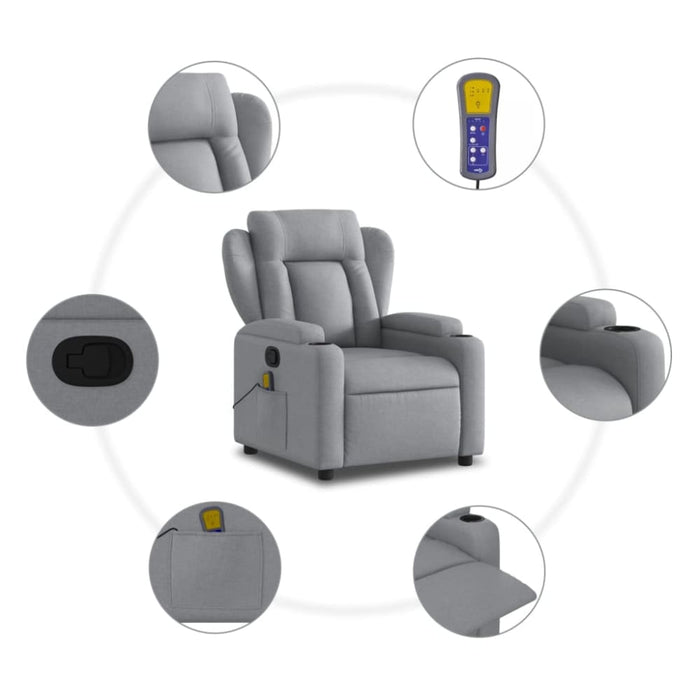 Massage Recliner Chair Light Grey Fabric Txblbbb