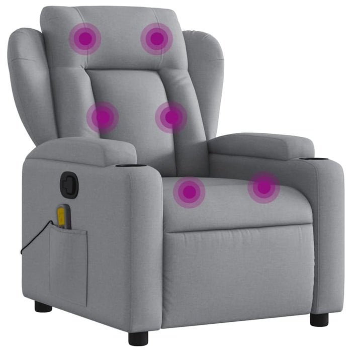 Massage Recliner Chair Light Grey Fabric Txblbbb