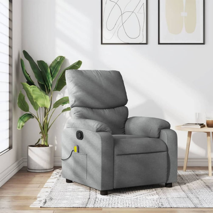 Massage Recliner Chair Light Grey Fabric Txblbkl