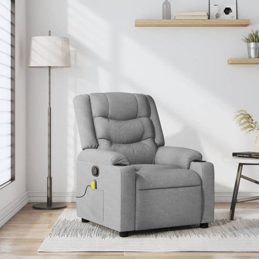 Massage Recliner Chair Light Grey Fabric Txblntp