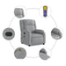 Massage Recliner Chair Light Grey Fabric Txblxbp