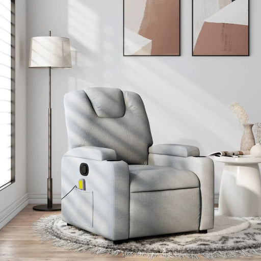 Massage Recliner Chair Light Grey Fabric Txbpkln